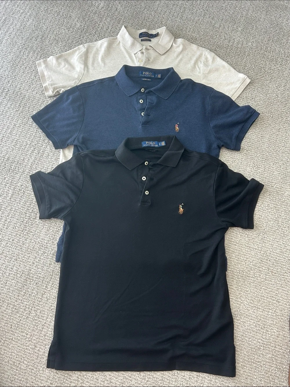 Polo by Ralph Lauren Three-Pack Polo Shirts — Black, Navy, Cream